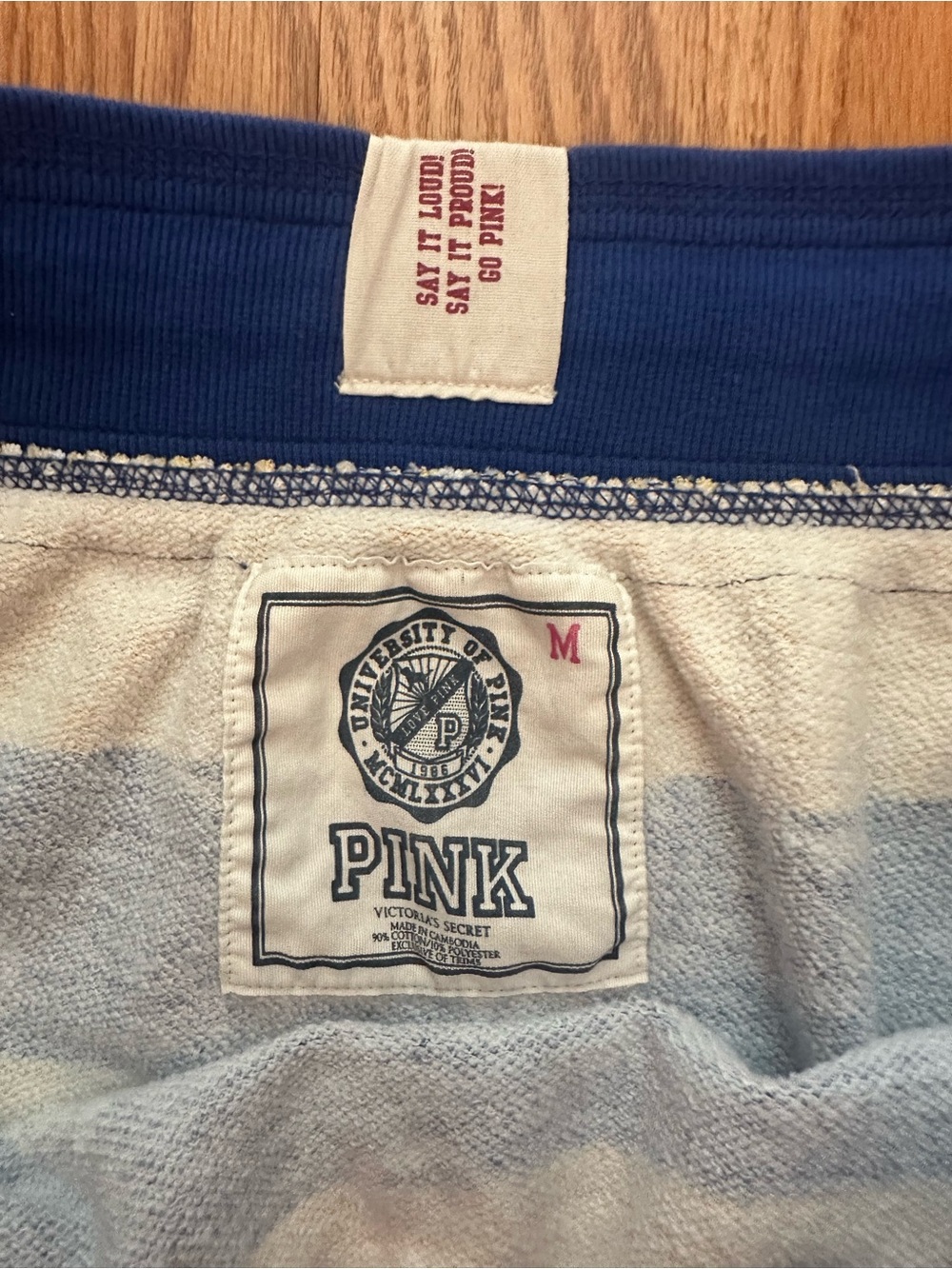 VS Pink Vintage University of Pink Blue and Yellow Striped Skirt M - Picture 3 of 5